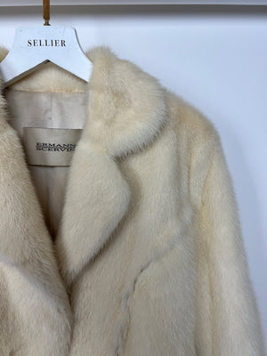 Ermanno Scervino Cream Mink Jacket with Brown Belt Details Size IT 40 (UK 8)