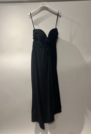 Mugler Black Asymmetrical Hem Corseted Strapless Dress With Tie Front Detail Size FR 38 (UK 10)