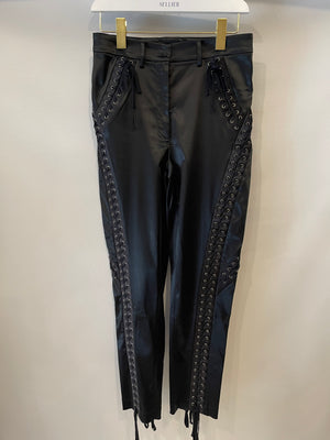 Dolce & Gabbana Black Satin Laced-Up Trousers Size IT 42 (UK 10)