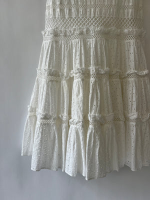 Oscar De La Renta White Crochet Sleeveless Dress US 6 (UK 10)