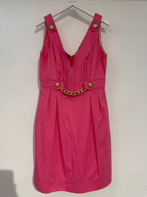 Dolce & Gabbana Pink Mini Dress with Chain and Pocket Detail IT 42 (UK 10)