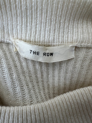 The Row Cream Crewneck Longline Cashmere Knit Jumper Size S (UK 8)