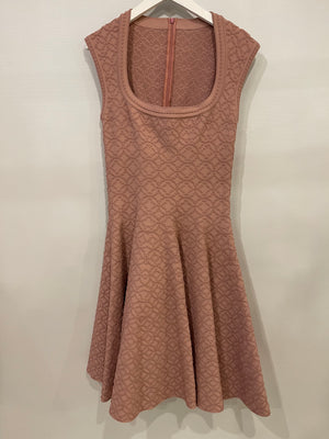 Alaïa Dusty Pink Knit Mini Sleeveless Skater Dress Size FR 42 (UK 14)