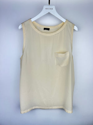 Joseph Silk Cream Vest Top With Frayed Detail Size 42 (UK 14)