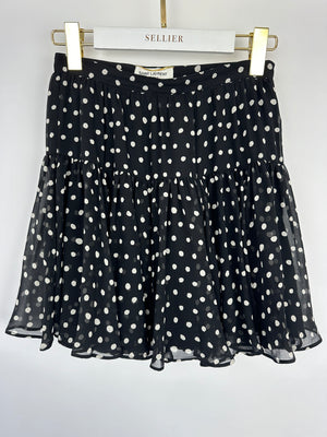 Saint Laurent Black & White Polkadot Silk Mini Skirt Size FR 36 (UK 8)