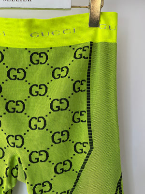 Gucci Bright Green GG Logo Leggins Size IT 42 (UK M)