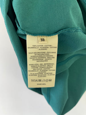 Hermès Teal T-Shirt with Crochet H Pocket Detail Size FR 38 (UK 10)