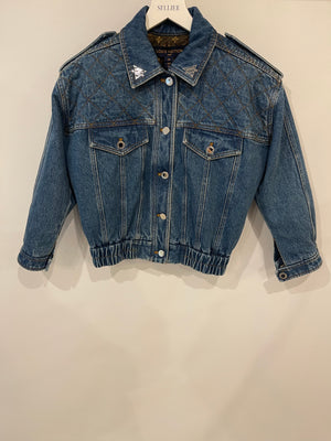 Louis Vuitton Denim Blue Jacket with Silver Logo Details Size FR 38 (UK 10)