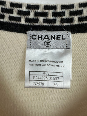 Chanel 04A Cashmere Midi Dress and Longline Cardigan Set With Grey Trim Detail FR 36 (UK 8)