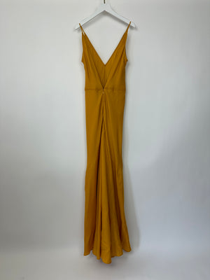 Gabriela Hearst Yellow Brigita Cashmere & Silk Blend Maxi Dress With Stitch Detailing