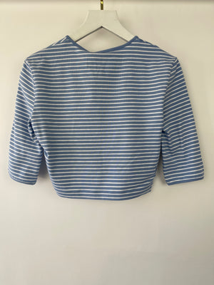 Prada Baby Blue and White Stripped Jersey Cropped Top Size IT 38 (UK 6) RRP £630