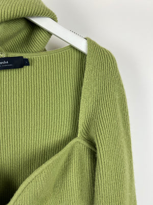 Arch4 Green Cashmere Jumper with Detachable Neck Scarf Size L (UK 14)