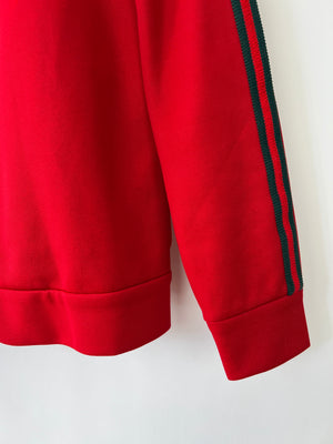 Gucci Red & Navy Blue Tracksuit with Side Stripe Trim and Cherry Embroidered Logo Detail Size XS (UK 6)