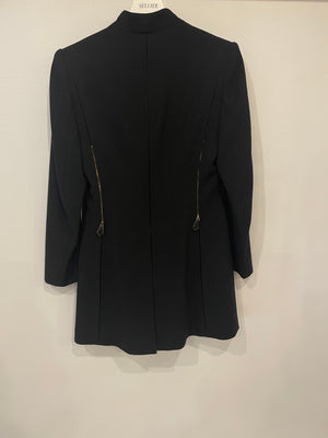 Hermes Black Blazer Jacket with Velvet Collar Detail Size FR 38 (UK 10)