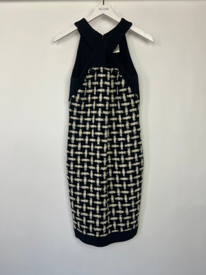 Chanel 09P Black, White Check Halter-Neck Detail Sleeveless Tweed Dress Size FR 36 (UK 8)