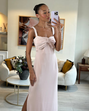 Valentino Pale Pink Maxi Dress with Bow Corset Detailing Size IT 42 (UK 10)