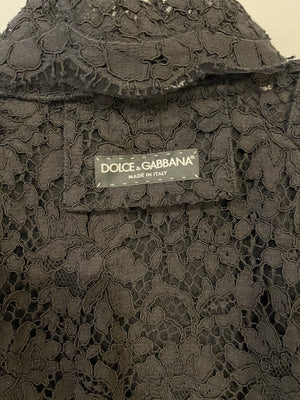 Dolce & Gabbana Black Crochet Maxi Coat with Belt Size IT 38 (UK 6)