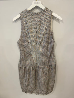 Chanel Multicolour Tweed Sleeveless Mini Dress with CC Logo Detail Size FR 40 (UK 12)