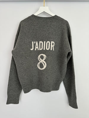 Christian Dior Grey Cashmere J'adior Sweater with Logo Detail Size FR 36 (UK 8) RRP £1700