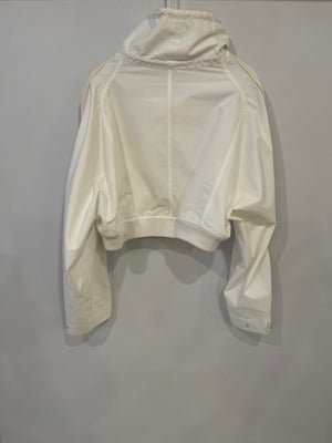 Hermès White and Ivory Cropped Oversize Jacket with String and Pocket Detail Size FR 38 (UK 10)