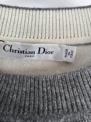 Christian Dior Grey Cashmere J'adior Sweater with Logo Detail Size FR 34 (UK 6) RRP £1,700