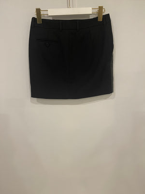 Saint Laurent Black Wool Mini Skirt with Leather Pocket Details Size FR 36 (UK 8)