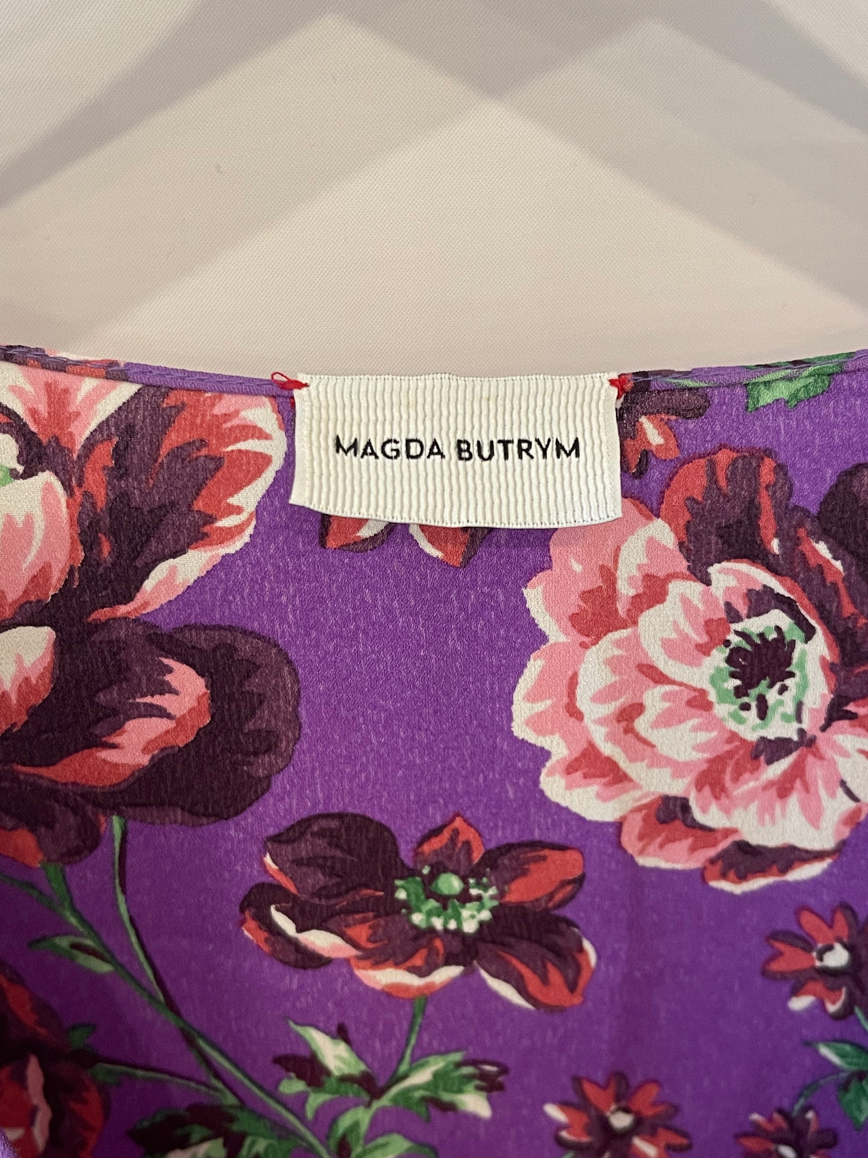 Magda Butrym Purple Floral Silk Mini Dress with Shoulder Pads Size FR –  Sellier