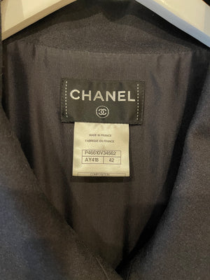 Chanel Charcoal Wool Trench Coat with CC Logo Buttons Detailing Size FR 42 (UK 14)