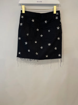 Saint Laurent Black Denim Skirt with Sequin Star Details Size 26 (UK 8)