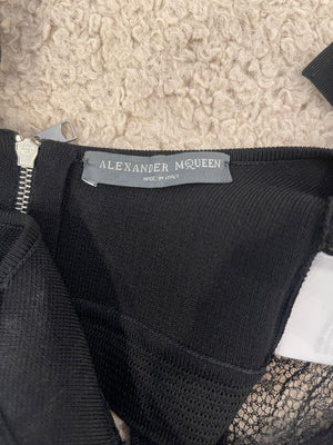 Alexander Mcqueen Black Bralette Top with Cut-Out Mesh Detailing Size S (UK 8)