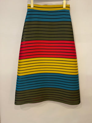 Mary Katrantzou Multicolour Striped Maxi Silk Skirt Size UK 10