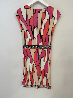 Emilio Pucci Pink & White Patterned Midi Dress Size IT 38 (UK 6)