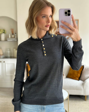 LOUIS VUITTON light gray fine wool sweater knit top women's size M