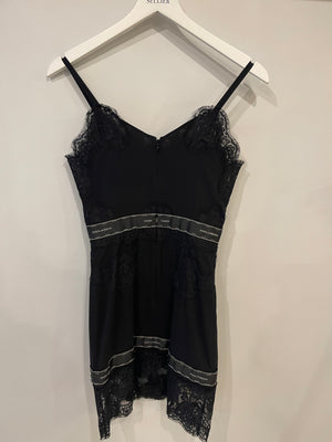 Dolce & Gabbana Black Silk Laced Sleeveless Mini Dress with Band Logo Details Size IT 36 (UK 4)