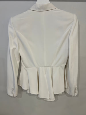 Alexander McQueen White Tailored Blazer with Peplum Hem Size IT 44 (UK 12)