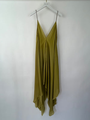 Alexandre Vauthier Sea Weed Green Silk Maxi Dress with Crystal Details FR 36 (UK 8)