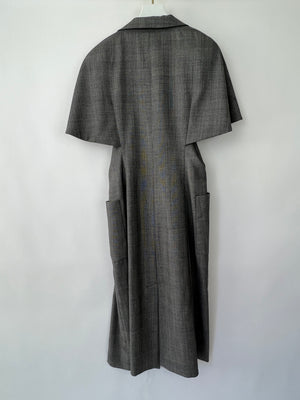 Louis Vuitton Grey Houndstooth Double Breasted Blazer Dress with Cape Sleeve Details FR 38 (UK 10)