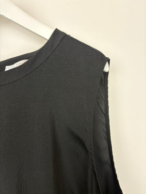 Brunello Cucinelli Black Silk Sleeveless Top Size XL (UK 14/16)