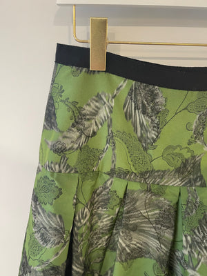 Oscar De La Renta Green and Grey Floral Printed Mini Skirt Size US 8 (UK 12)