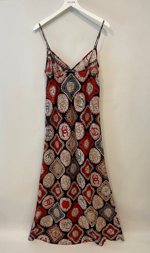 Chanel Black and Red Printed CC Logo Maxi Beach Dress Size FR 40 (UK 12)