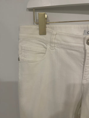 Chanel White Straight-Leg Denim Jeans with Gold CC Logo Buttons FR 40 (UK 12)