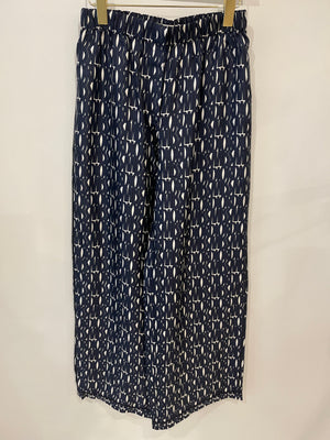 Christian Dior White and Navy Silk Top and Trousers Set with Logo Prints Size FR 38/40 (UK 10/12)