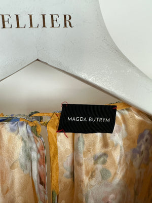 Magda Butrym Yellow Ruched Rose-Detailed Mini Dress With Detachable Corsage Detail FR 34 (UK 6) RRP £1,199