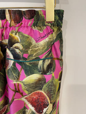 *HOT* Dolce & Gabbana Pink Fig Printed Silk Trousers and Shirt Set Size IT 36/38 (UK 4/6) RRP £2,650