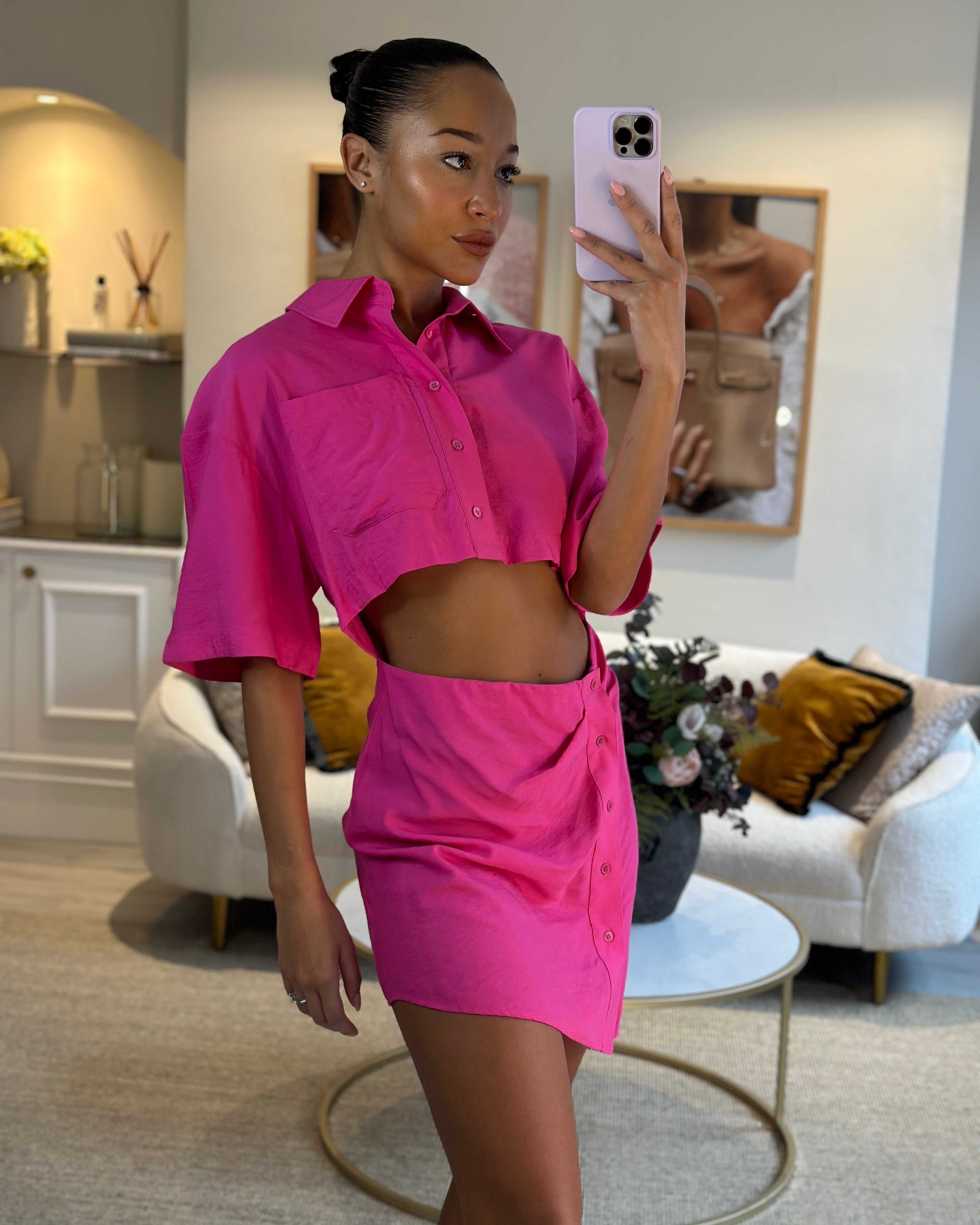 Jacquemus pink mini on sale skirt