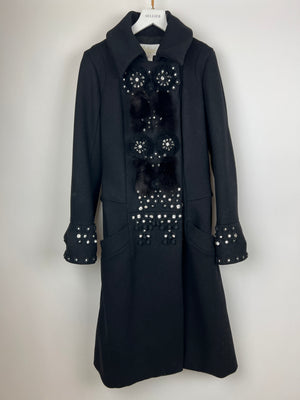 Chloe Black Double Breasted Coat with Embellished Embroidery Detail Size FR 38 (UK 10)