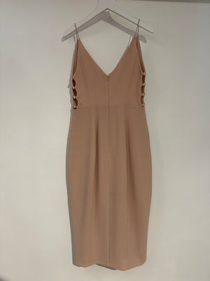 Zimmermann Blush Crepe Midi Dress with Gold Link and Split Detail Size 0 (UK 8)