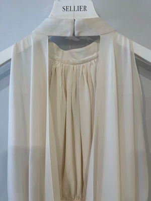 Givenchy Cream Silk Maxi Dress with Sleeve Detail Size FR 34 (UK 6)