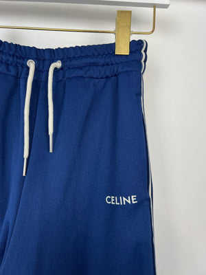 Celine Blue Two-Piece Tracksuit Set with Logo and Stripe Trim Size XS/S (UK 6/8)