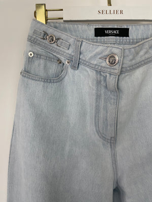 Versace Light Blue Denim Medusa '95 Jeans with Silver Logo Detail IT 25 (UK 6) RRP £830